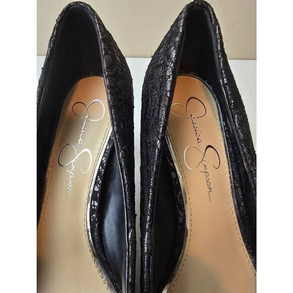 Jessica Simpson JP Carpena Heels Sz 7.5 Black Lace - Picture 8 of 9